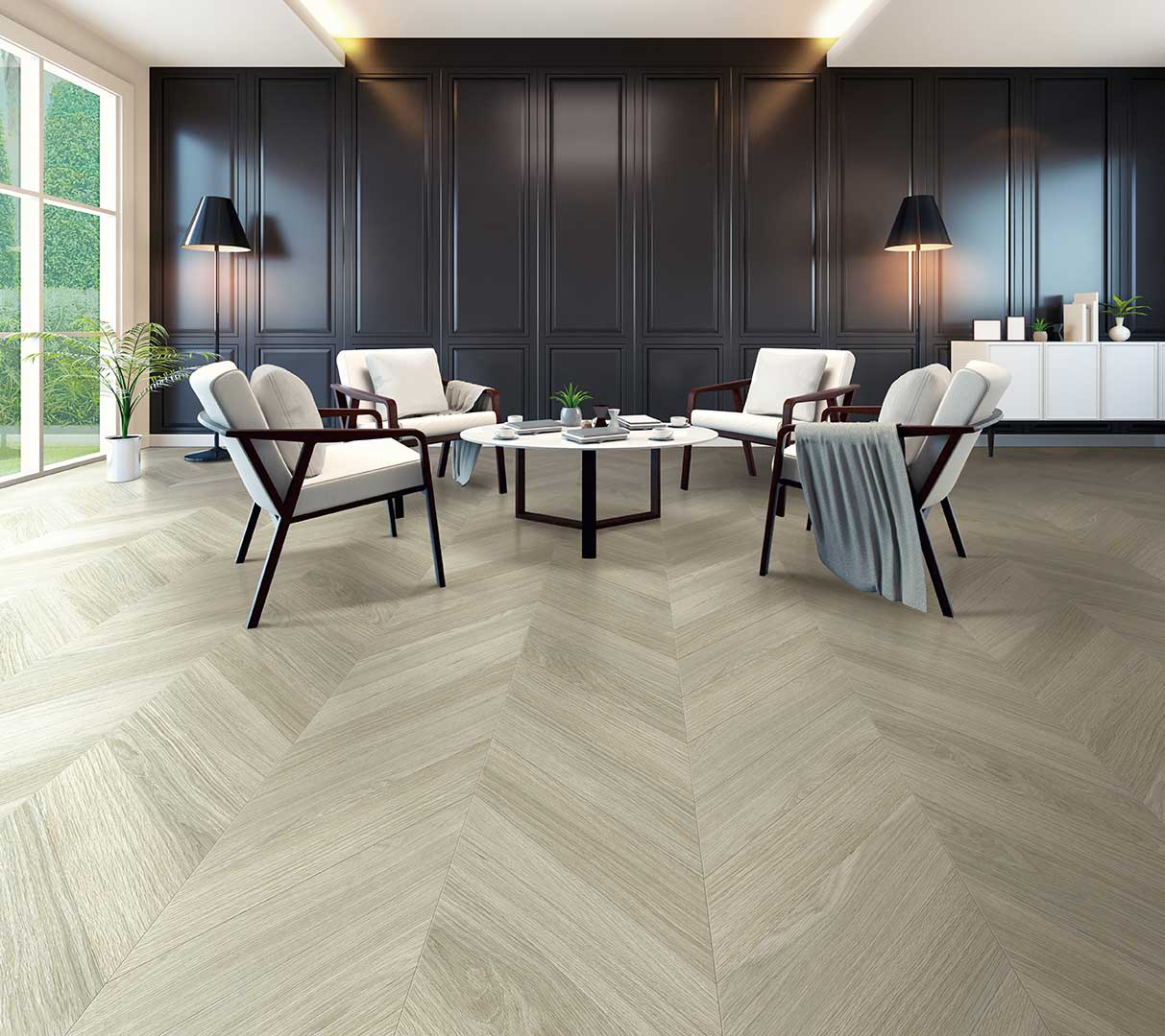 Plancher de vinyle SureWood Chevron | Lanctôt Couvre-Sol Design
